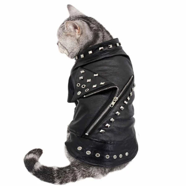 Cool Dog Leather Jacket Coat Warm Winter Pet Clothing Outfit French Bulldog Clothes Coats for Small Medium Dogs - Görsel 3