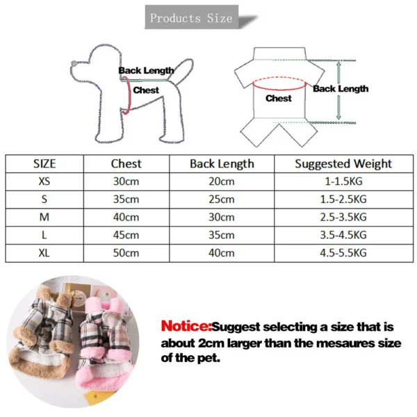 Pet Clothes Winter Warm Dog Plaid Jacket Coat For Small Dogs Cats Cozy Puppy Sweatshirt Costume Outfits Chihuahua French Bulldog - Görsel 6