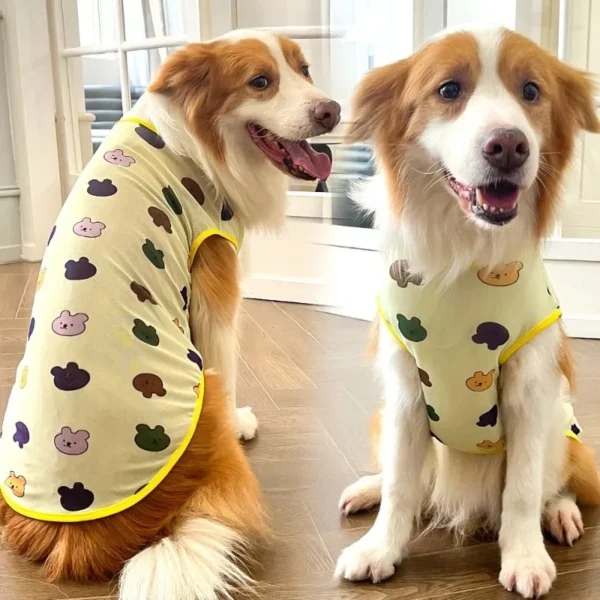 Summer Mesh Breathable Pet Cooling Vest for Small Medium Large Dog Ultra Thin Big Dog Clothes Cute Print Cat Puppy Cheap T-shirt - Görsel 3