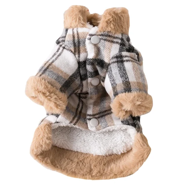 Pet Clothes Winter Warm Dog Plaid Jacket Coat For Small Dogs Cats Cozy Puppy Sweatshirt Costume Outfits Chihuahua French Bulldog - Görsel 3