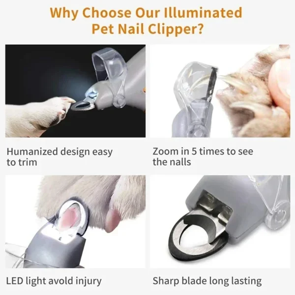 Professional Pet Nail Clipper Scissors With LED Light Cat Dog Nail Clippers Tool Scissors Nail Toeclaw Cutter Scissors Pet Suppl - Görsel 3