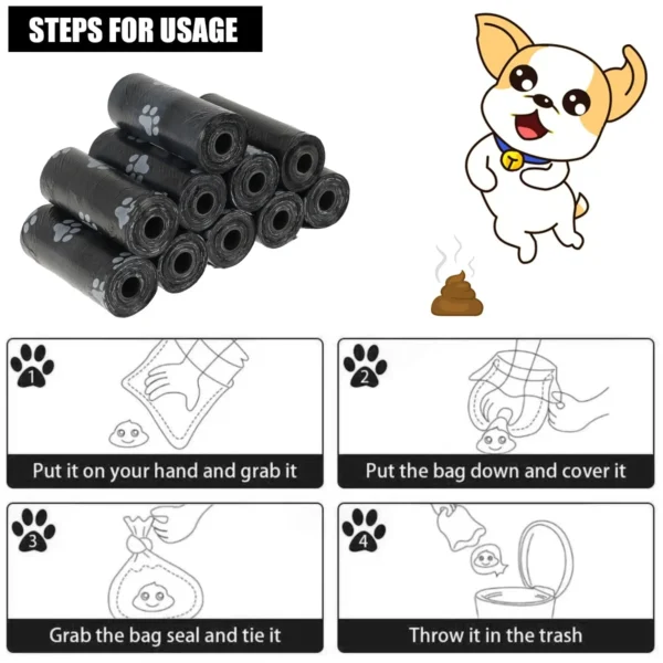 2/40Rolls Pet Dog Poop Bags Dispenser Collector Garbage Bag Puppy Cat Pooper Scooper Bag Small Rolls Outdoor Clean Pets Supplies - Görsel 3