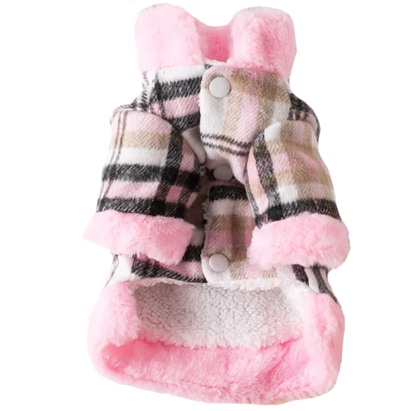 Pet Clothes Winter Warm Dog Plaid Jacket Coat For Small Dogs Cats Cozy Puppy Sweatshirt Costume Outfits Chihuahua French Bulldog - Görsel 2