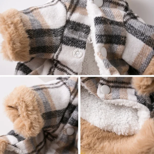 Pet Clothes Winter Warm Dog Plaid Jacket Coat For Small Dogs Cats Cozy Puppy Sweatshirt Costume Outfits Chihuahua French Bulldog - Görsel 4