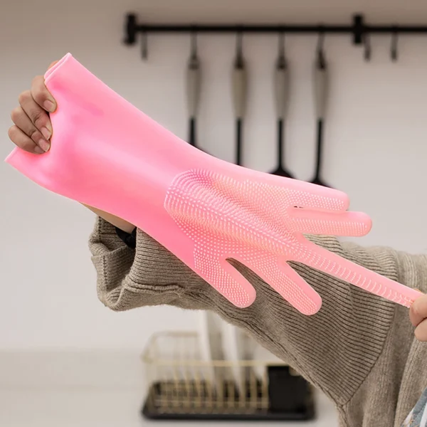 Pet Grooming Cleaning Gloves Dog Cat Bathing Shampoo Glove Scrubber Magic Dishwashing Cleanner Sponge Silicon Hair Removal Glove - Görsel 2