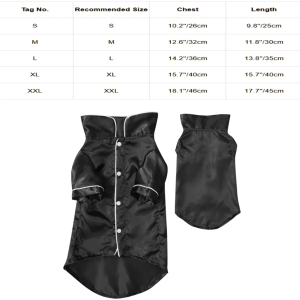 Dog Pajamas for Small Dogs Soft Silk Satin Dogs Cats Pjs Lapel Two-Legged Sleepwear Shirt Pet Clothes for All Season - Görsel 3