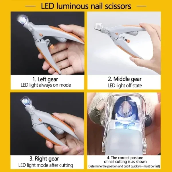 Professional Pet Nail Clipper Scissors With LED Light Cat Dog Nail Clippers Tool Scissors Nail Toeclaw Cutter Scissors Pet Suppl - Görsel 6