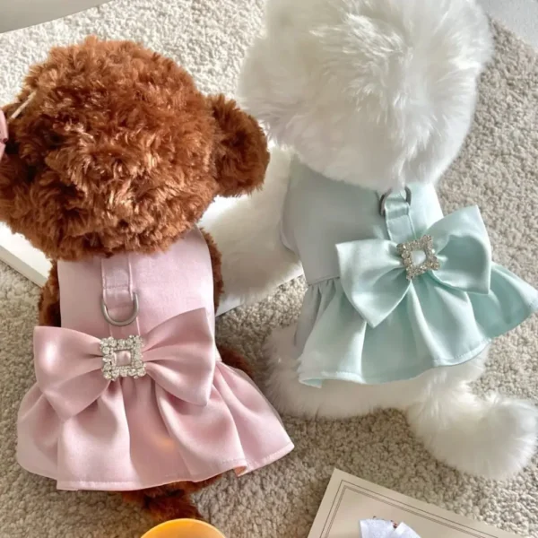 Princess Skirt Can Be Pulled Pet Dog Clothes Fashion Clothing Dogs Super Small Cute Chihuahua Print Summer Pink Girl Mascotas - Görsel 5